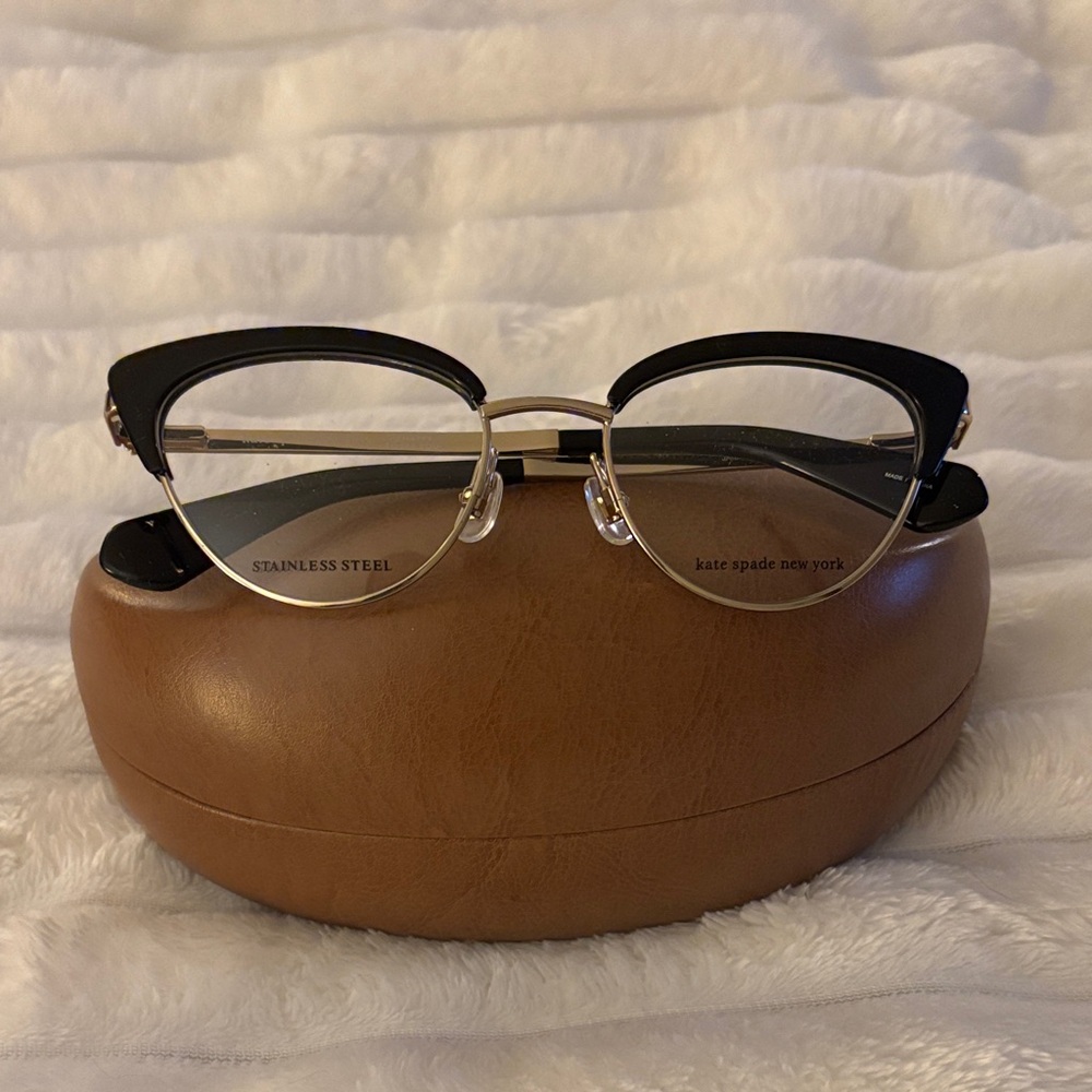 kate spade Two-Tone Black and Gold Cat-Eye Glasses